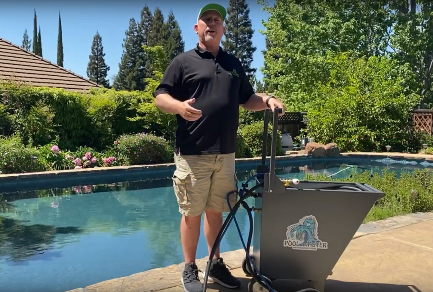 Rick Hayes with the Pool Mater outdoor blasting unit